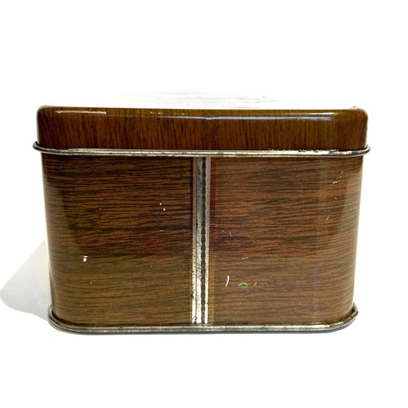 Vintage Village Art Litho Tin Box Brown Green Silver White House Trees Horses - Picture 6 of 15